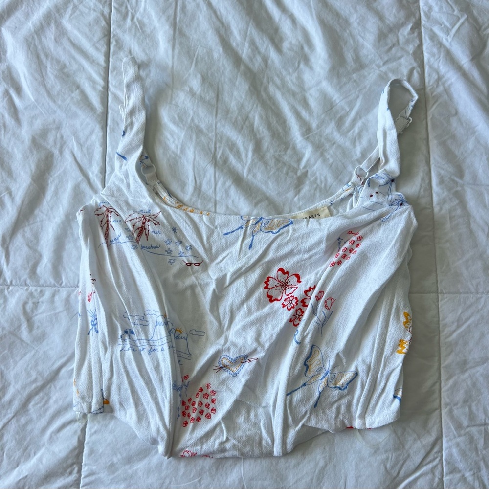 La Hearts White Floral Print Bra